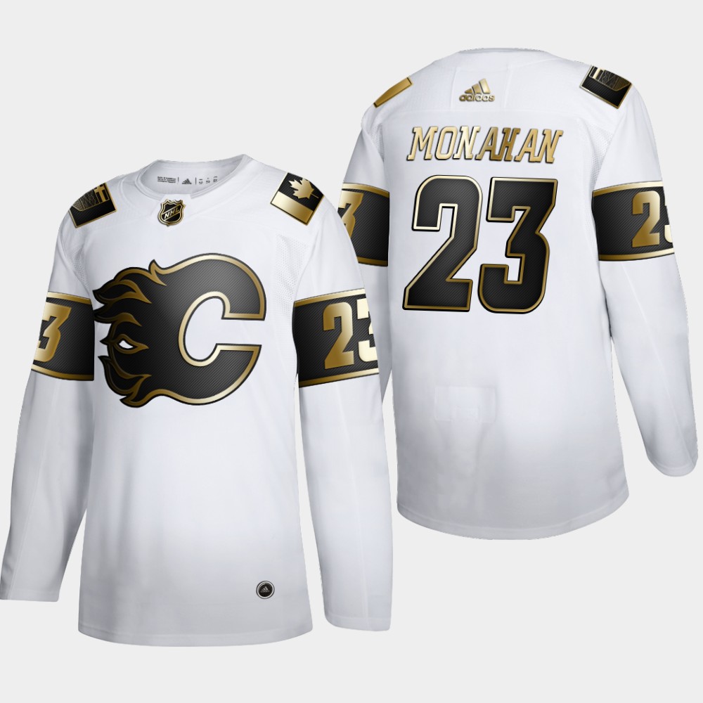 Calgary Flames #23 Sean Monahan Men Adidas White Golden Edition Limited Stitched NHL Jersey